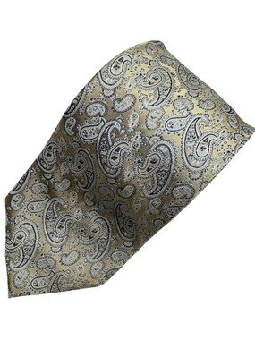 BURMA BIBAS Gold  Paisley Woven Silk Tie